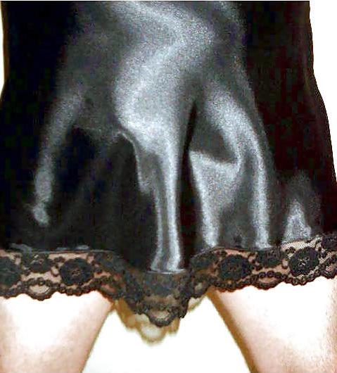 25P Black Satin Nightie 