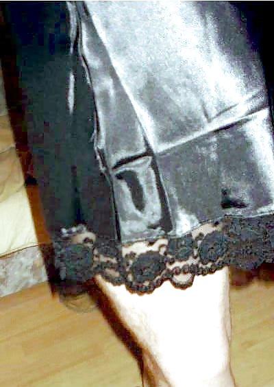 25P Black Satin Nightie 