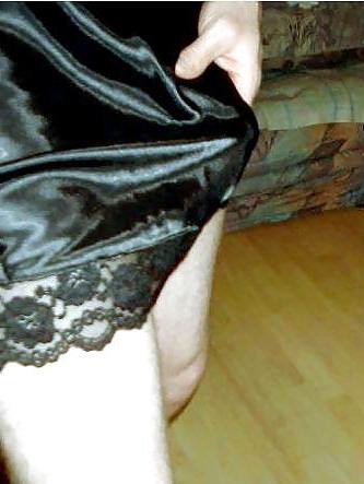 25P Black Satin Nightie 