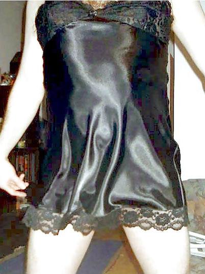25P Black Satin Nightie 