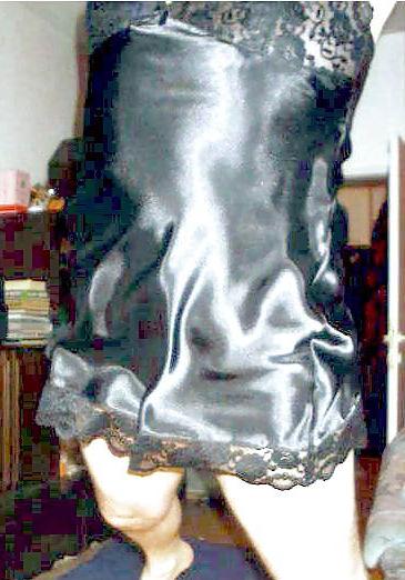 25P Black Satin Nightie 