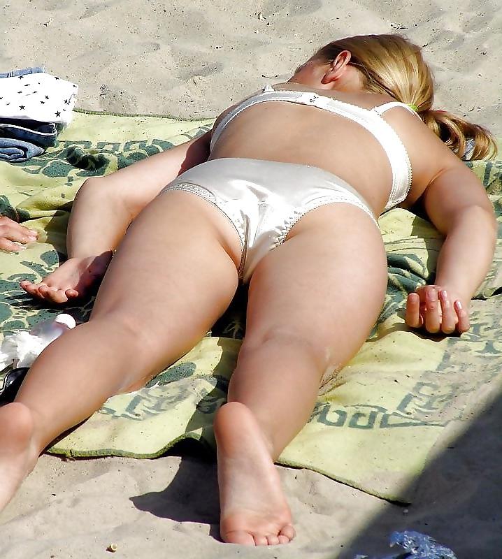 25P Wearing satin panties outdoors