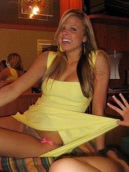 19P Girls pulling friends skirts up