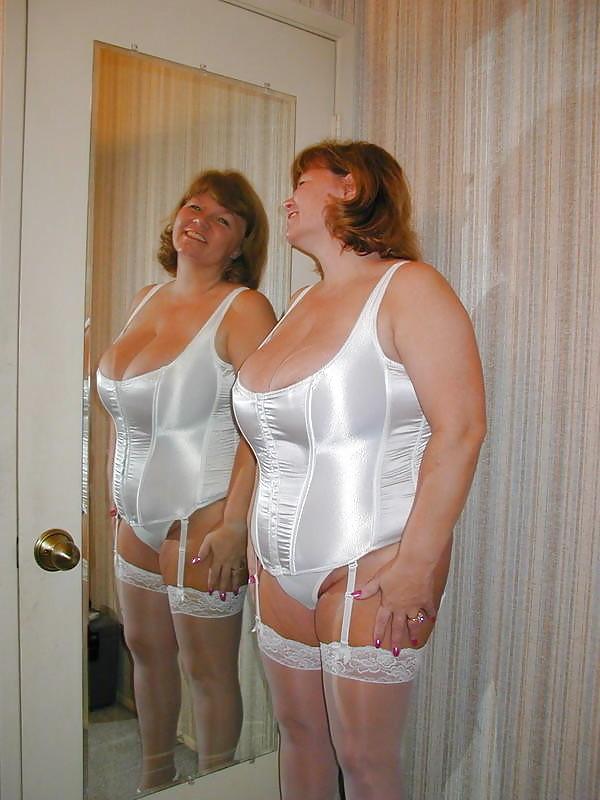 17P Grannys in satin lingerie