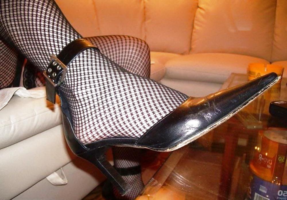 10P My greek wife with black fishnet stockings.