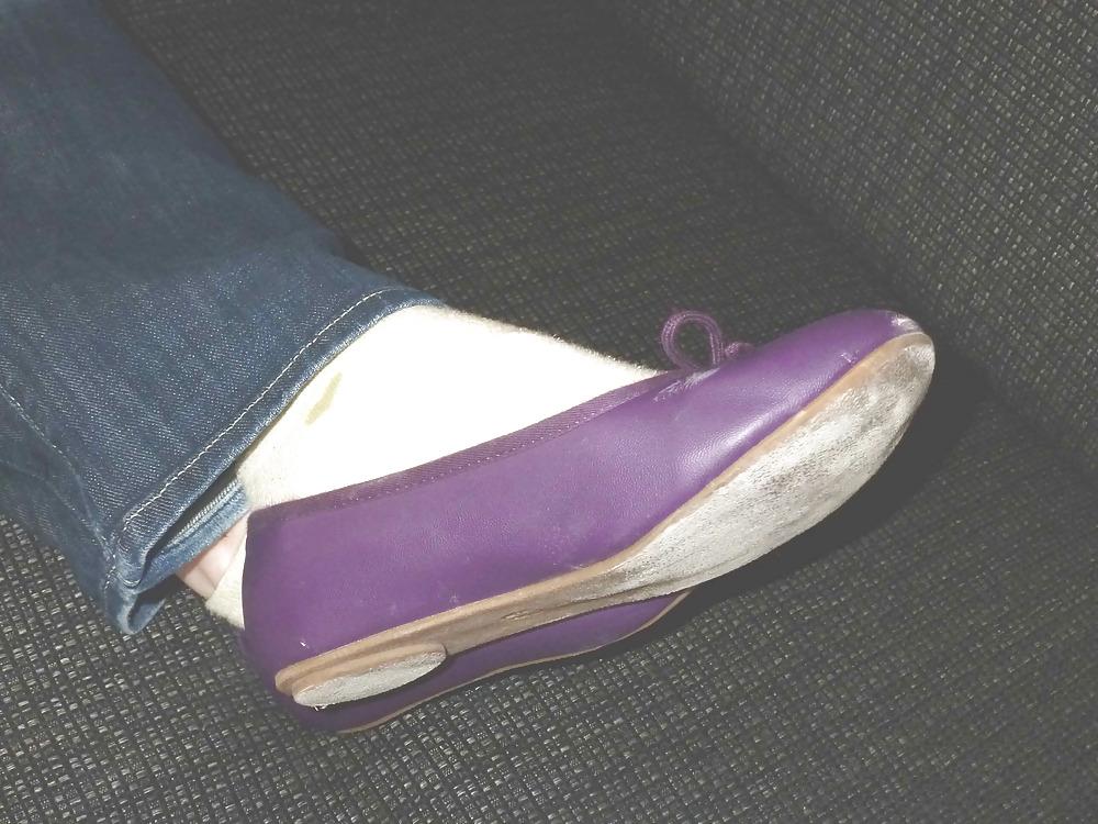 25P Purple flats - barefeet, socks, nylon