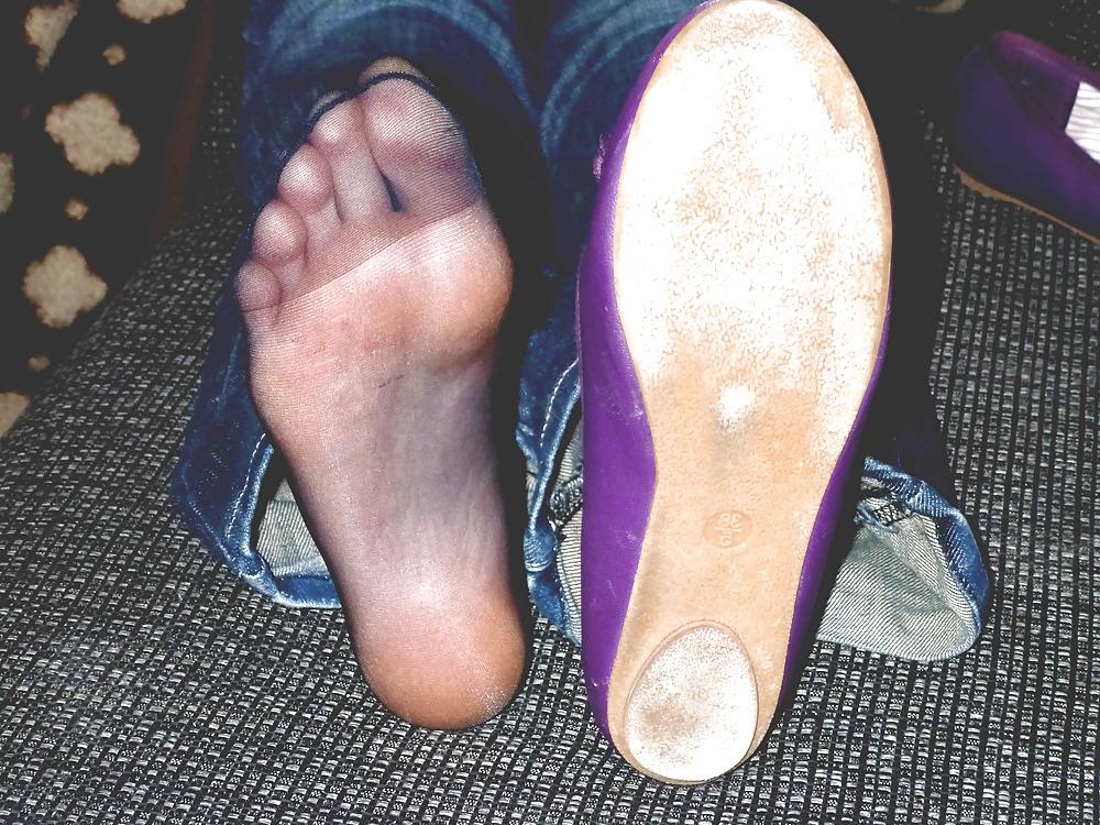 25P Purple flats - barefeet, socks, nylon