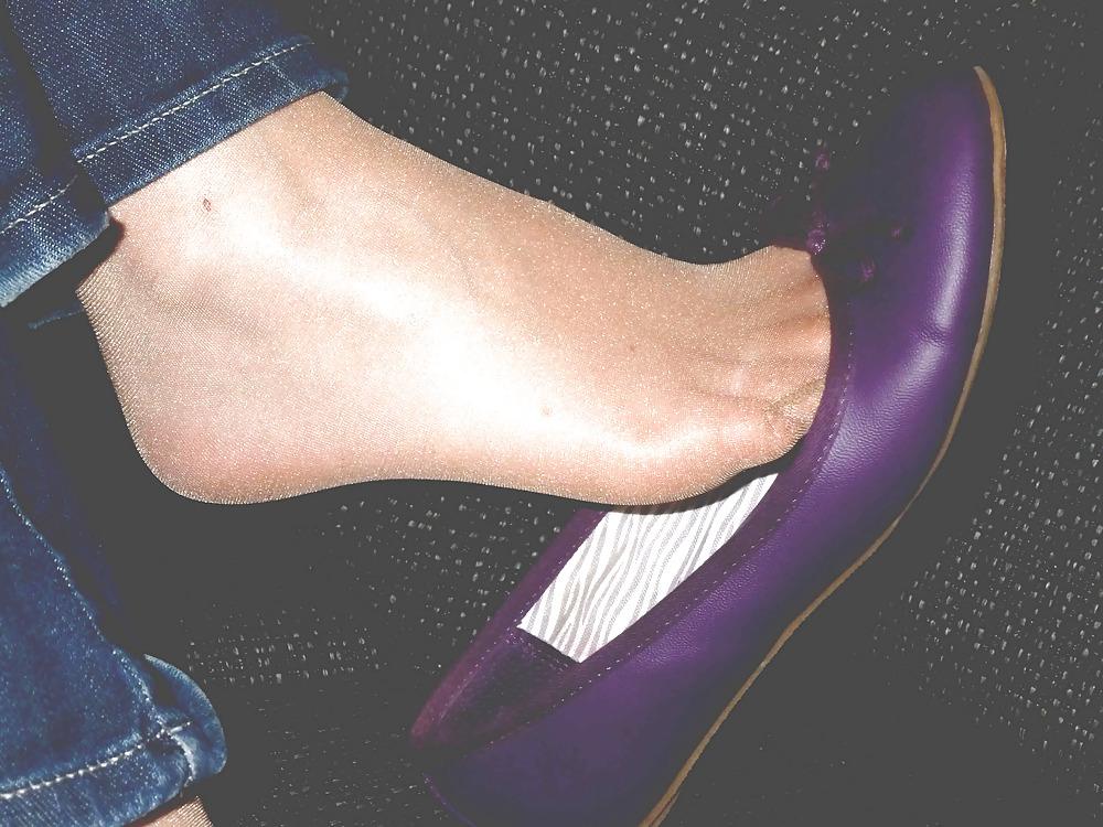 25P Purple flats - barefeet, socks, nylon