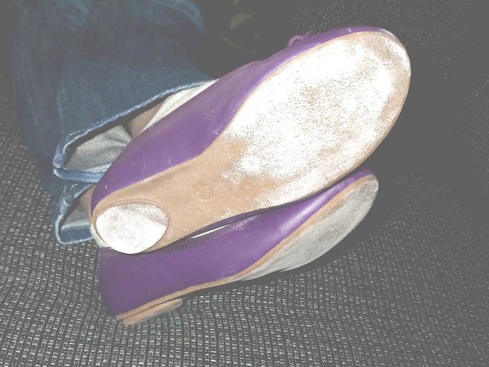 25P Purple flats - barefeet, socks, nylon