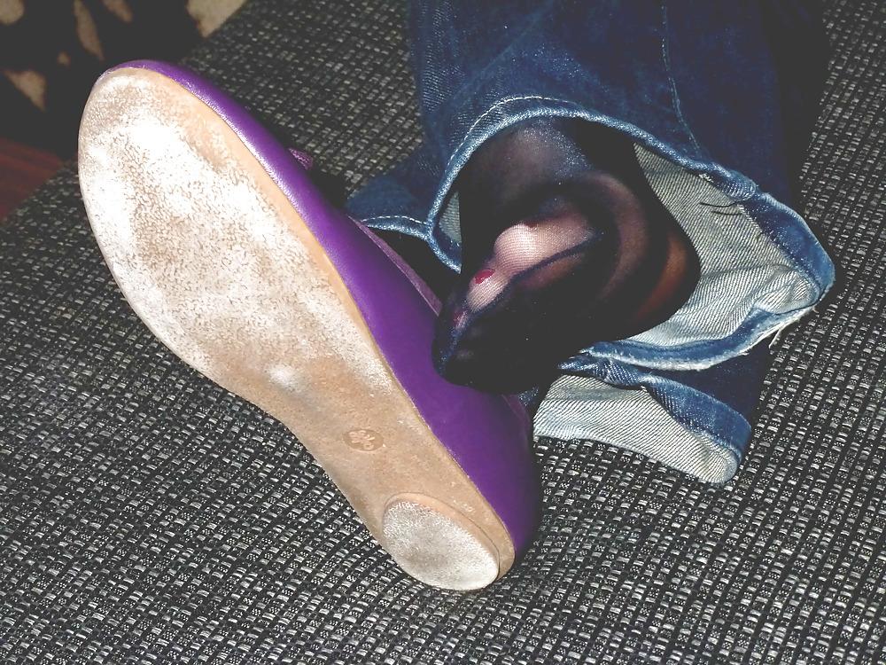 25P Purple flats - barefeet, socks, nylon