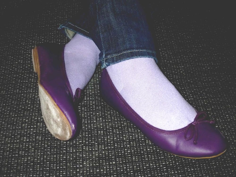 25P Purple flats - barefeet, socks, nylon