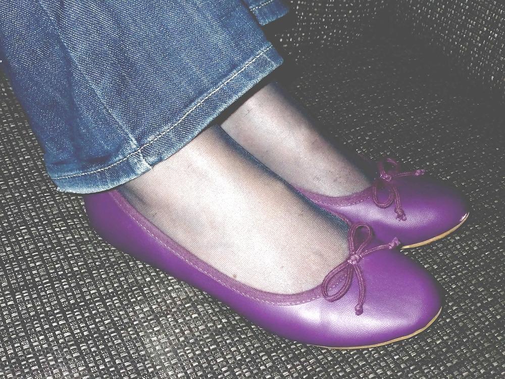25P Purple flats - barefeet, socks, nylon