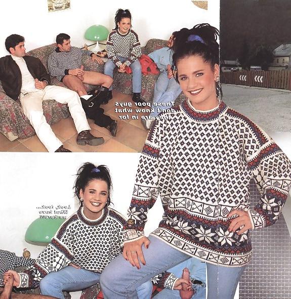 25P Brunette sucks every drop out of three guys