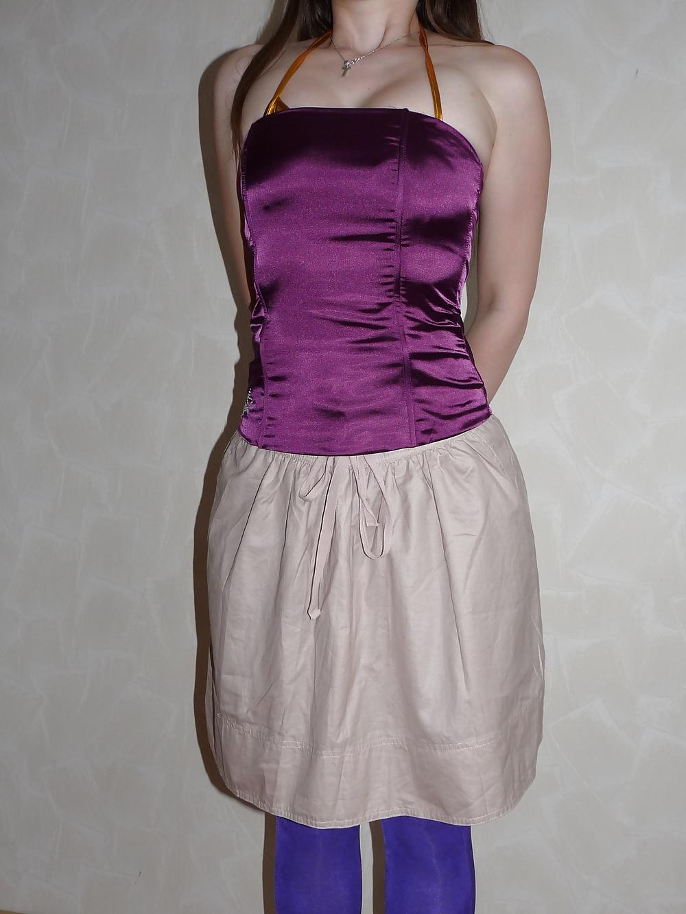 5P Wifes purple silk satin shiny corsage