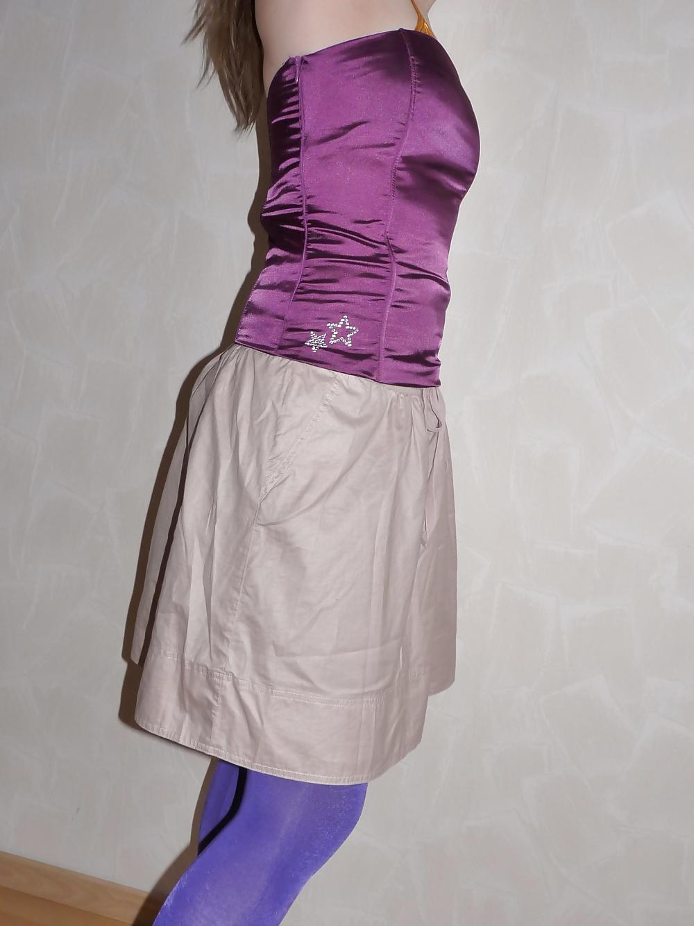 5P Wifes purple silk satin shiny corsage