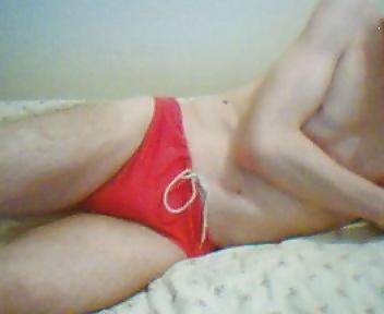 9P In red speedo and cock
