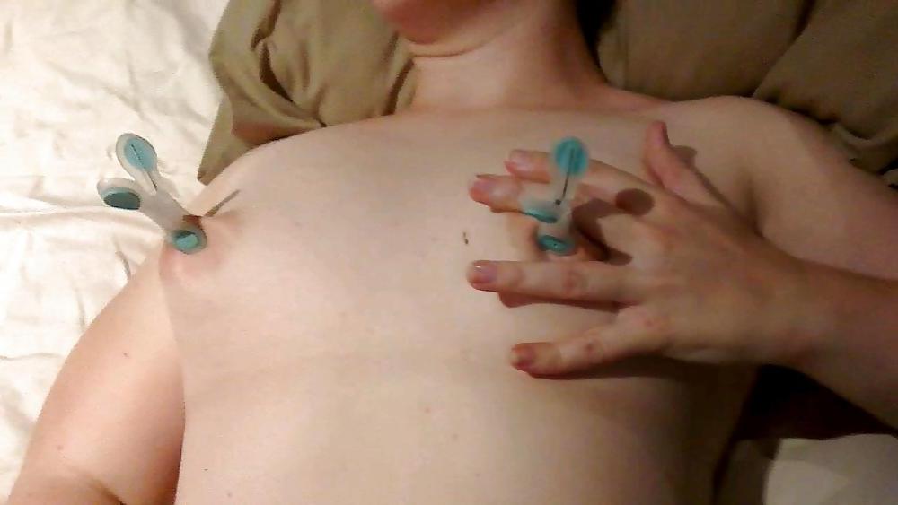 25P Blindfolded pegs on nipples fucked hard Great cumshot!