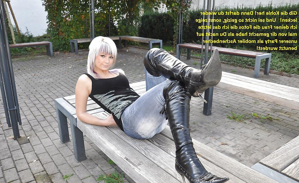 8P Femdom captions german boot licker edition