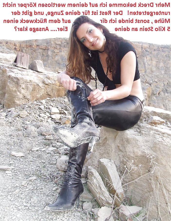 8P Femdom captions german boot licker edition
