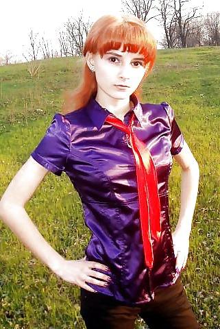 25P Girl in Satin blouse, shirt and other satin clothing