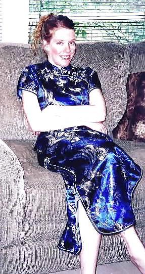 25P Single Western girl in Satin Cheongsam