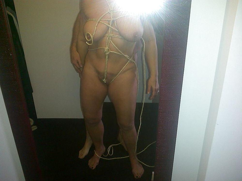 25P BDSM sluT Blindfolded Rope Pierced Clit Ring