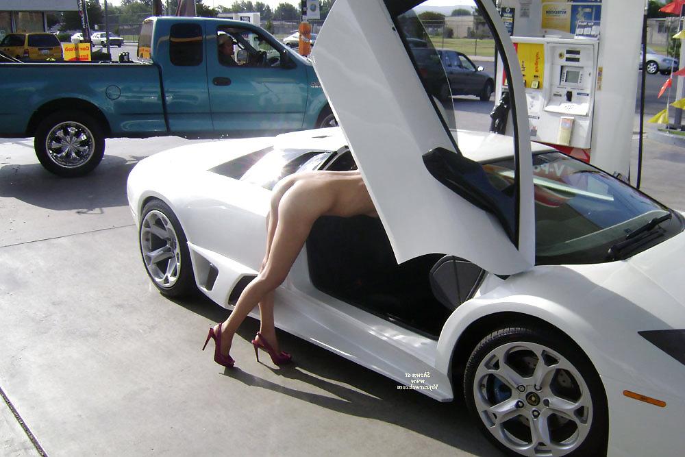 9P Latina pumping gas naked