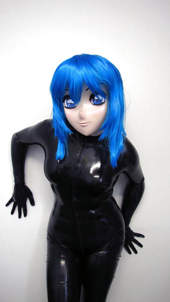 14P Kigurumi latex und blaue haare