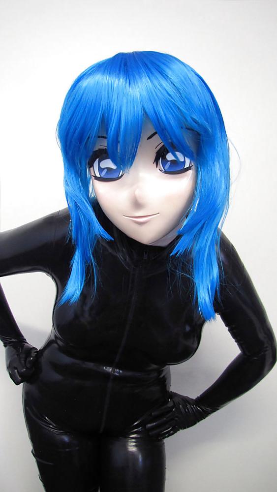 14P Kigurumi latex und blaue haare