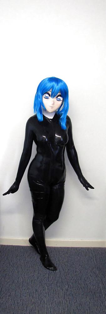 14P Kigurumi latex und blaue haare