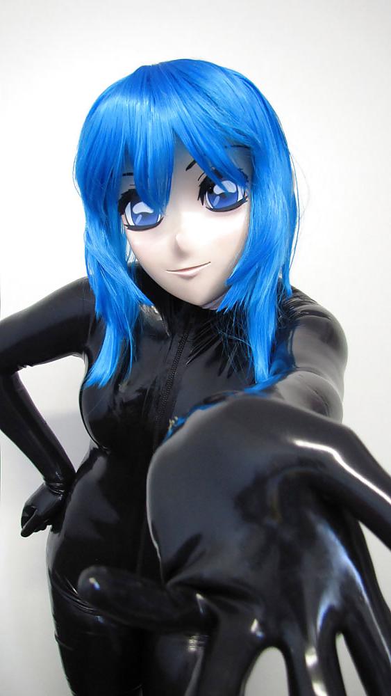 14P Kigurumi latex und blaue haare
