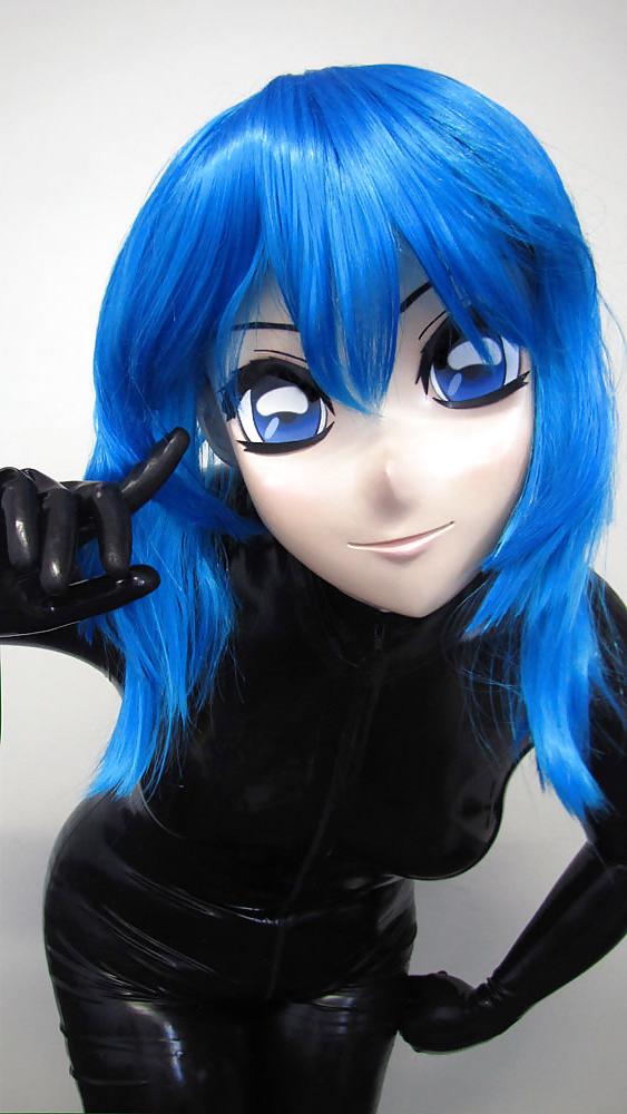 14P Kigurumi latex und blaue haare