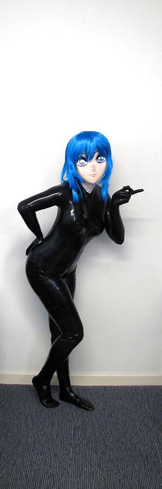 14P Kigurumi latex und blaue haare