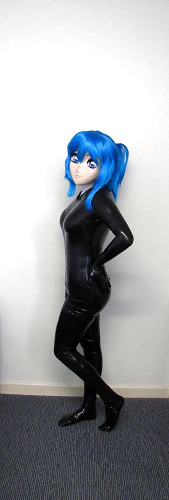 14P Kigurumi latex und blaue haare