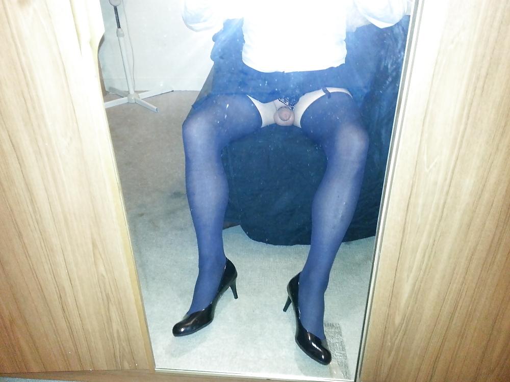 8P Moor gym skirt stockings and heels