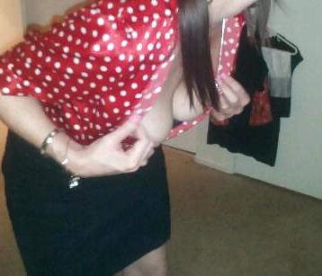 24P Red satin polka dots and nylon panties