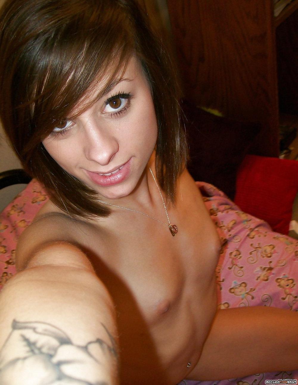 13P Cute brunette petite girl posing