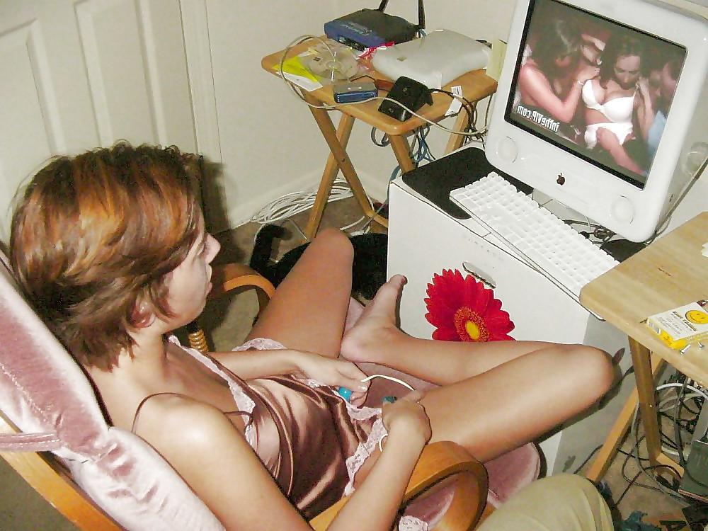 20P White Girls watching Interracial Porn