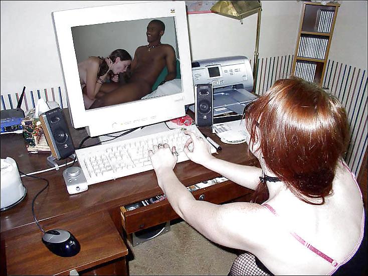 20P White Girls watching Interracial Porn