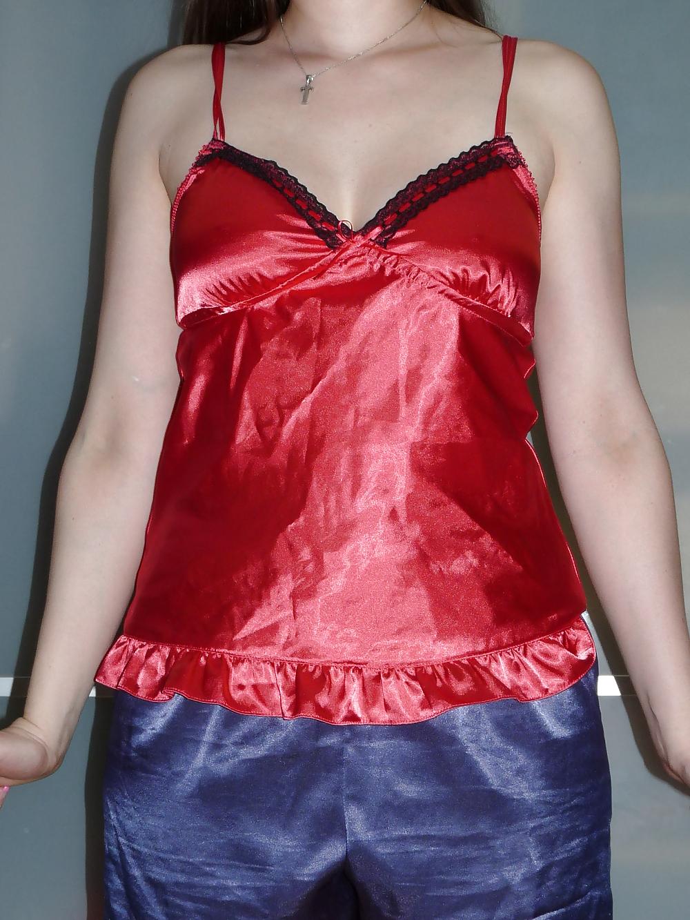 11P Wifes silk satin shiny corsagen corsets tops