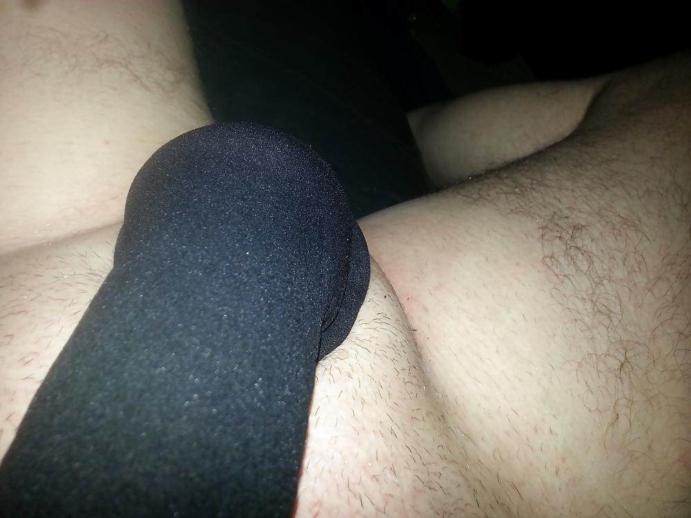 8P Wanking in to nylon stocking
