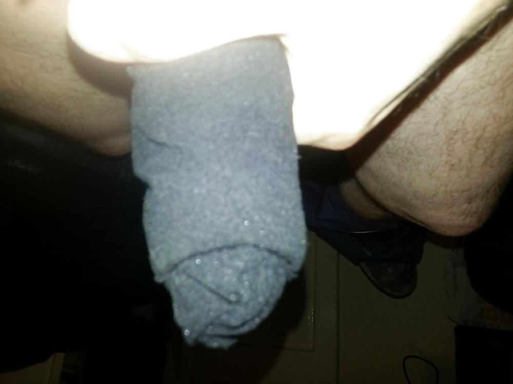8P Wanking in to nylon stocking