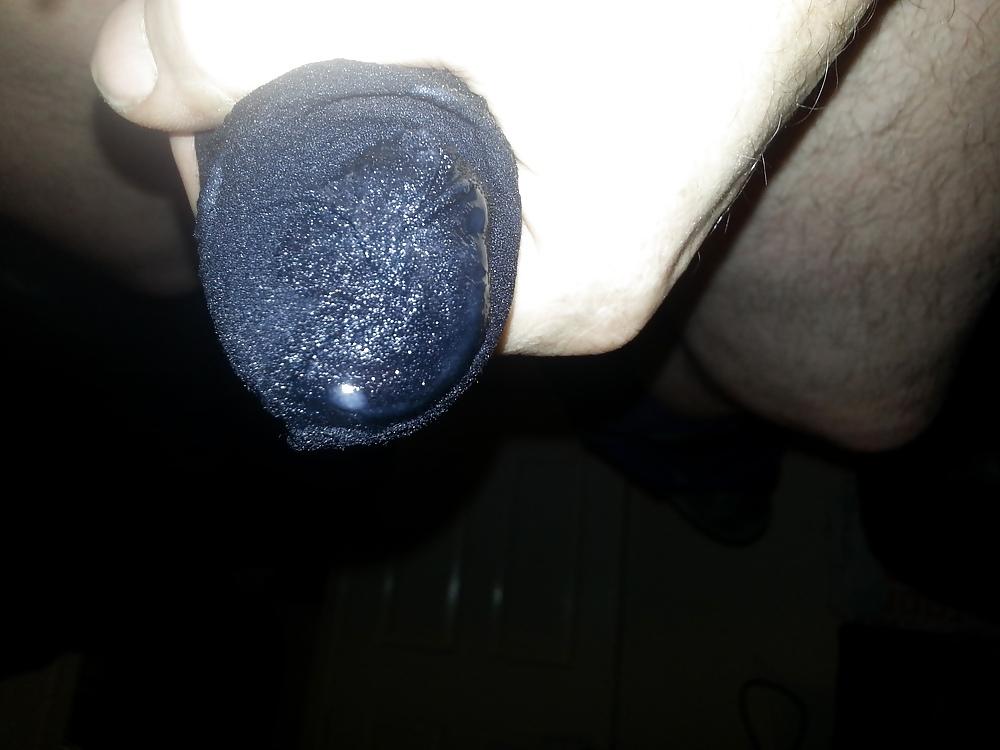 8P Wanking in to nylon stocking