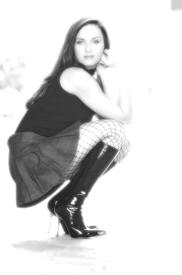 25P Black and white bdsm boots