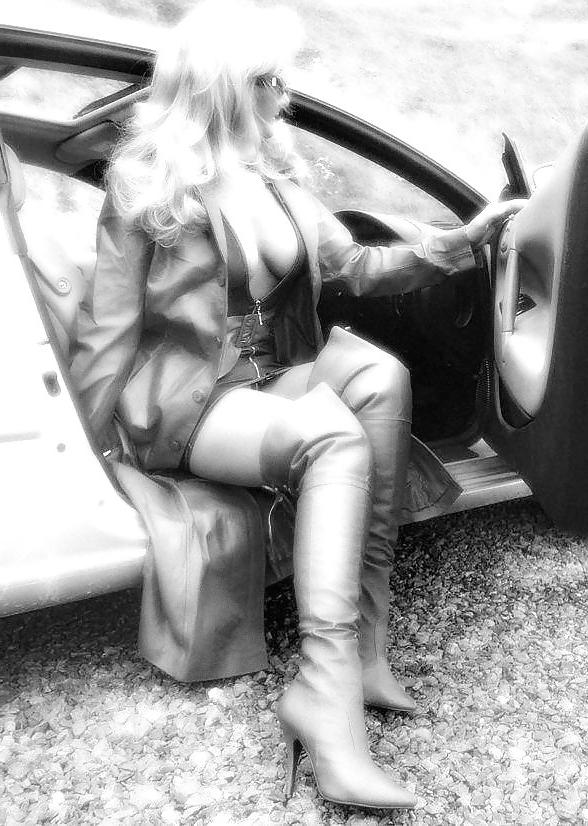25P Black and white bdsm boots