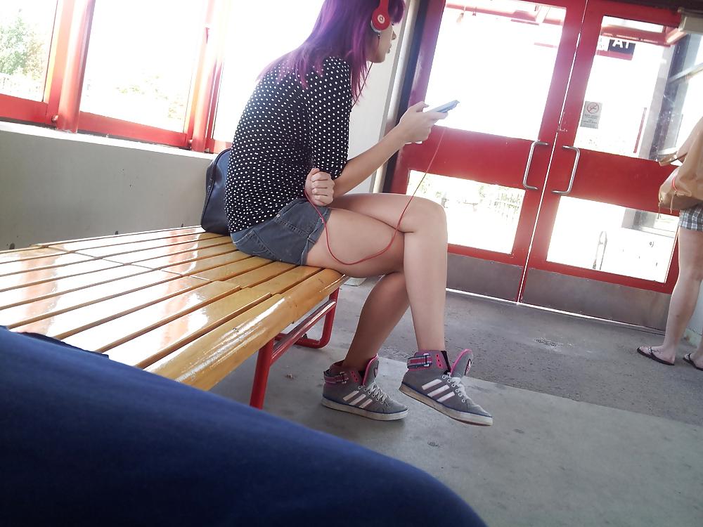 4P Candid legs at Bus Stop