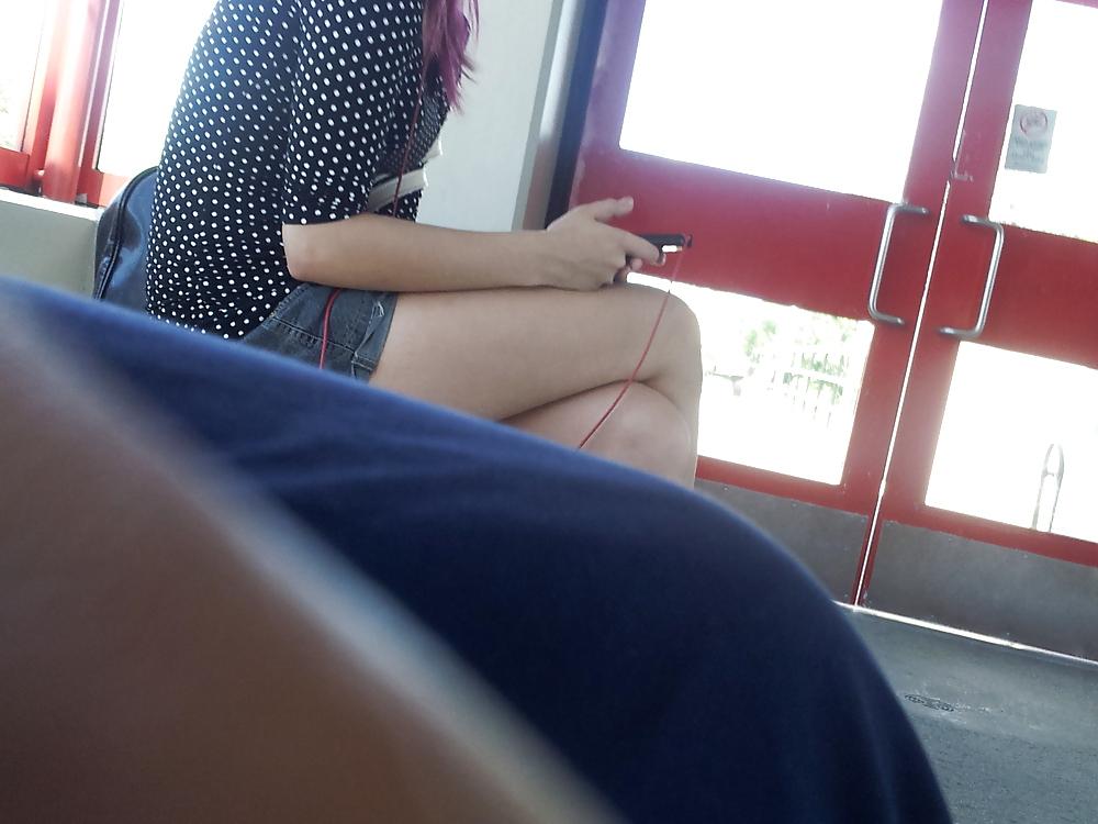 4P Candid legs at Bus Stop