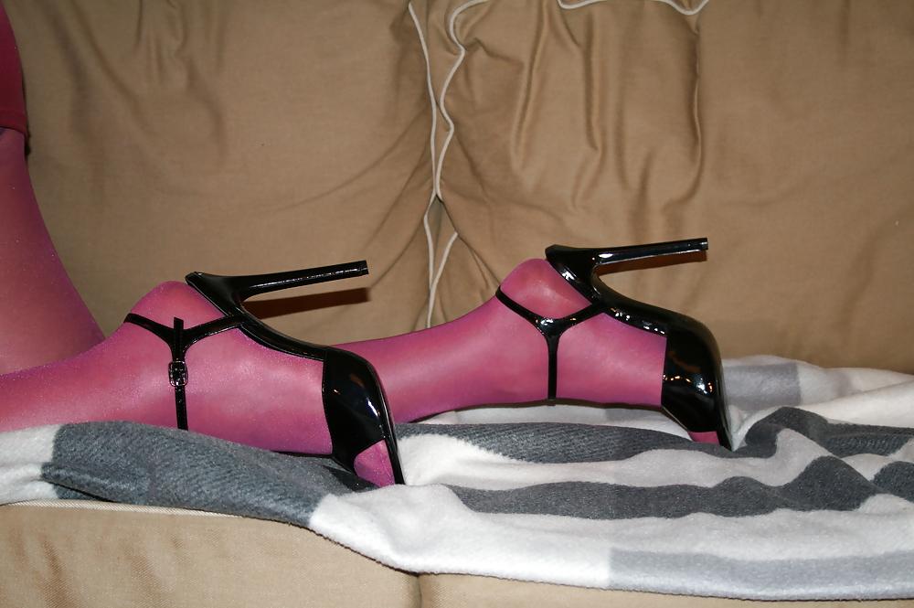 12P Satin touch 20 rosa - Black heels