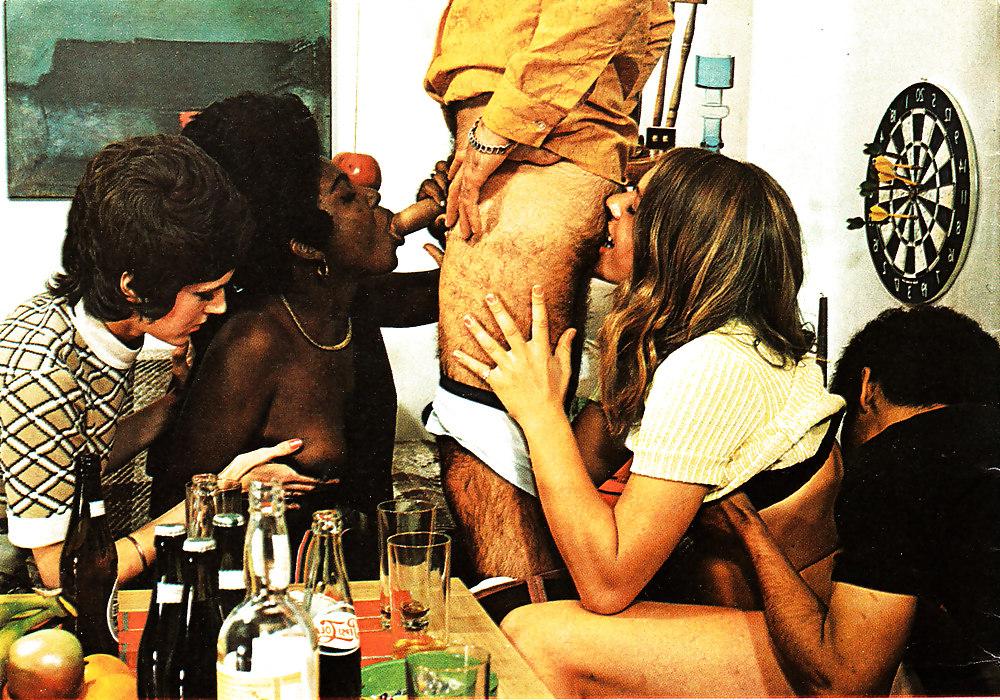 25P Vintage Interracial Group Sex