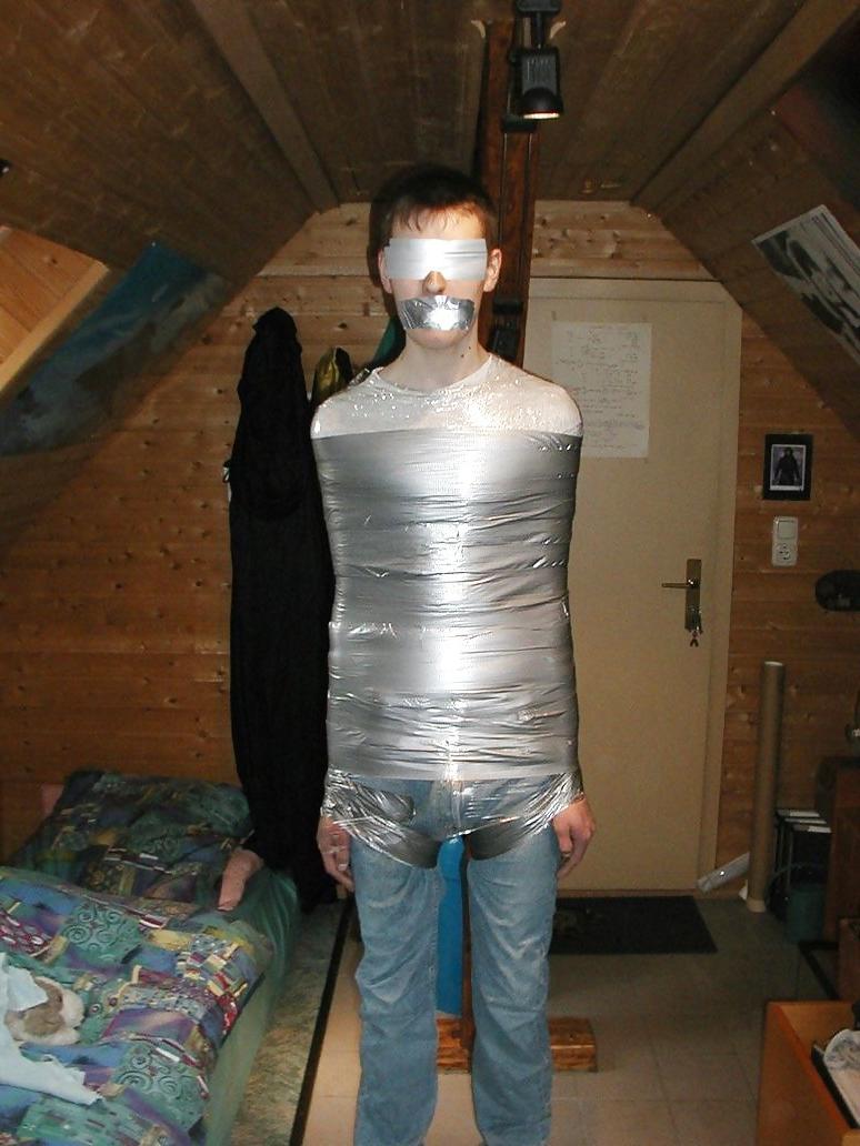 25P FETISH 2: Mummification Bondage with Plastic Wrap and Tape